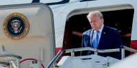 President Trump arrives at Los Angeles International Airport.