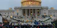 Demonstrators attempt to enter the U.S. Capitol building in Washington D.C.