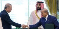 Turkish President Recep Tayyip Erdogan, Saudi Crown Prince Mohammed bin Salman and Pakistani Prime Minister Shehbaz Sharif.