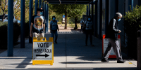Voters enter Southeast Regional Library to cast their ballots on November 3, 2020 in Gilbert, Arizona. 
