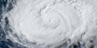 A satellite image shows Typhoon Dolphin approaching Japan's Okinawa