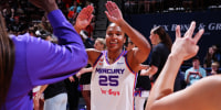 UNCASVILLE, CT - AUGUST 7: Alyssa Thomas #25 of the Phoenix Mercury is introduced before the game against the Connecticut Sun on August 7, 2026 at the Mohegan Sun Arena in Uncasville, Connecticut. NOTE TO USER: User expressly acknowledges and agrees that, by downloading and or using this photograph, User is consenting to the terms and conditions of the Getty Images License Agreement. Mandatory Copyright Notice: Copyright 2026 NBAE (Photo by Brian Babineau/NBAE via Getty Images)