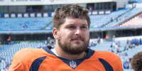 Aug 20, 2022; Orchard Park, New York, USA; Denver Broncos defensive end Matt Henningsen (91) leaves the field after a pre-season game against the Buffalo Bills at Highmark Stadium. Mandatory Credit: Mark Konezny-Imagn Images