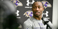 Baltimore Ravens wide receiver Zay Flowers speaks with reporters about the teamâs workout program and new coaching staff at the Under Armour Performance Center. (Kevin Richardson/Baltimore Sun/Tribune News Service via Getty Images)