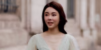 Abby Choi arrives at Elie Saab Haute Couture fashion show in Paris