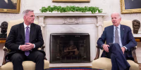House Speaker Kevin McCarthy, R-Calif., and President Joe Biden in the Oval Office on May 22, 2023.