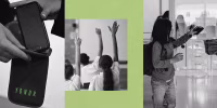 Image: Photo illustration of Yondr pouches and middle school students.