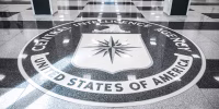 The seal of Central Intelligence Agency in the lobby the headquarters building in Langley, Va., on Sept. 24, 2022.