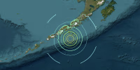 A 7.3 magnitude earthquake off Sand Point, Alaska, on July 16, 2025.