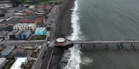 The coastline at Pacifica Municipal Pier in Pacifica, Calif., on July 30, 2025. Tsunami alerts issued at California Coast after magnitude 8.8 earthquake off Russia. 