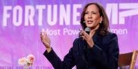 Former U.S. Vice President Kamala Harris speaks at Washington National Cathedral on Oct. 14, 2025.