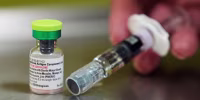 A vial of the measles, mumps and rubella (MMR) vaccine.