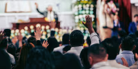 Congregants at Sunday service.