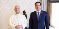 Pope Leo and Secretary of State Marco Rubio at the Vatican on May 7