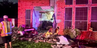 Tesla Crashes Through Katy House.