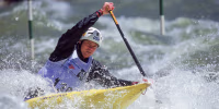 David Hearn maneuvers a canoe on the water