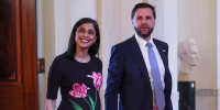 Second lady Usha Vance and U.S. Vice President JD Vance .