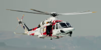 A Spanish Maritime Rescue helicopter.