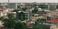 An elevated view of buildings in Guyana.