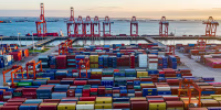 Containers Stacked At Taicang Port.