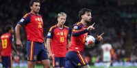 LONDON, ENGLAND - SEPTEMBER 26: Spain's Alex Baena celebrates scoring his side's second goal during the UEFA Nations League 2026/27 Group C match between England and Spain at Wembley Stadium on September 26, 2026 in London, England. (Photo by Rob Newell - CameraSport via Getty Images)