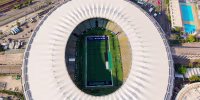 RIO DE JANEIRO, BRAZIL - SEPTEMBER 25: An aerial view of the Maracana Stadium before the NFL Game Baltimore Ravens and Dallas Cowboys on September 25, 2026 in Rio de Janeiro, Brazil. The NFL will be hosting its third game in South America on September 27 at Maracana Stadium. (Photo by Buda Mendes/Getty Images)