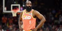 CLEVELAND, OHIO - MARCH 24: James Harden #1 of the Cleveland Cavaliers looks on during the second half against the Orlando Magic at Rocket Arena on March 24, 2026 in Cleveland, Ohio. NOTE TO USER: User expressly acknowledges and agrees that, by downloading and or using this photograph, User is consenting to the terms and conditions of the Getty Images License Agreement. (Photo by Nick Cammett/Getty Images)
