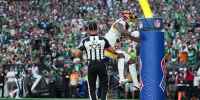 PHILADELPHIA, PENNSYLVANIA - SEPTEMBER 13: Stefon Diggs #3 of the Washington Commanders celebrates after his receiving touchdown against the Philadelphia Eagles in the fourth quarter of a game at Lincoln Financial Field on September 13, 2026 in Philadelphia, Pennsylvania. (Photo by Mitchell Leff/Getty Images)