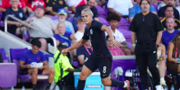 ORLANDO, FLORIDA - SEPTEMBER 26: Cavan Sullivan #8 of United States controls the ball during the International Friendly match between United States and Peru at Inter.co Stadium on September 26, 2026 in Orlando, Florida. (Photo by Rich Storry/Getty Images)