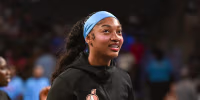 COLLEGE PARK, GA - AUGUST 28: Angel Reese #5 of Atlanta warms up prior to the start of the WNBA game between the Portland Fire and the Atlanta Dream on August 28th, 2026 at the Gateway Center in College Park, GA. (Photo by Rich von Biberstein/Icon Sportswire via Getty Images)