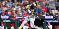 PHILADELPHIA, PA - SEPTEMBER 23: Milwaukee Brewers designated hitter Christian Yelich #22 hits a home run during the game between the Philadelphia Phillies and the Milwaukee Brewers on September 23rd, 2026 at Citizens Bank Park in Philadelphia, PA. (Photo by Terence Lewis/Icon Sportswire via Getty Images)