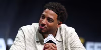 NEW YORK, NEW YORK - JULY 16: Tyrese Haliburton speaks onstage during the mind the game panel at Fanatics Fest NYC 2026 at Jacob Javits Center on July 16, 2026 in New York City. (Photo by Kevin Mazur/Getty Images for Fanatics)
