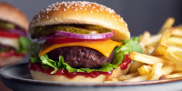 Homemade burger and chips