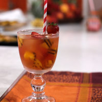 White sangria with grilled peaches