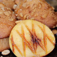 Cinnamon Peanut Peach Cobbler Muffins
