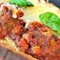 Harry Hamlin's vodka sauce & meatball parm hero