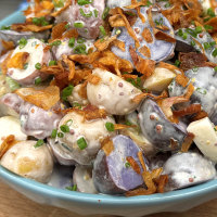 The Daly Family's Smash Cheeseburgers, Grilled Brats & Red, White and Blue Potato Salad
