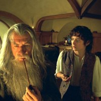 Ian McKellen as Gandalf with Elijah Wood as Frodo in "The Lord of the Rings."