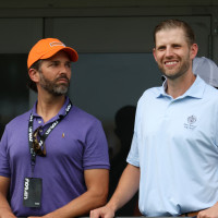 Donald Trump, Donald Trump Jr. and Eric Trump during the LIV Golf Invitational in Bedminster, N.J.