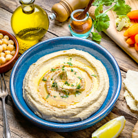 hummus and vegetables.