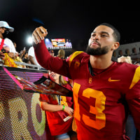 USC Trojans defeated the San Jose State Spartans 56-28 during a NCAA football game at the Los Angeles Memorial Coliseum in Los Angeles.