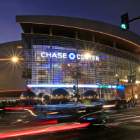 An exterior shot of the Chase Center in San Francisco, CA.