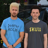 Ryan Gosling and Mikey Day dressed as Beavis and Butt-Head at the Los Angeles premiere of "The Fall Guy" at Dolby Theatre on April 30, 2024.