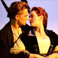 Leonardo DiCaprio as Jack and Kate Winslet as Rose in "Titanic."