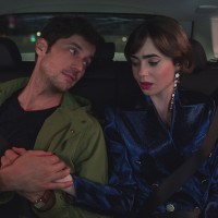 Lucas Bravo as Gabriel and Lily Collins as Emily in "Emily in Paris."