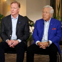 Robert Kraft, Roger Goodell, Adam Silver and Jessica Berman 