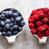 Blueberries and raspberries.