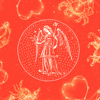 Virgo zodiac sign in the center of other zodiac signs
