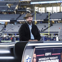 Jason Kelce during ESPN's "Monday Night Football" broadcast.