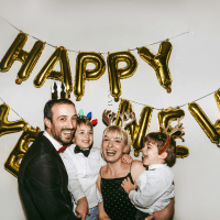 Portrait of a family ready for the New Year celebration